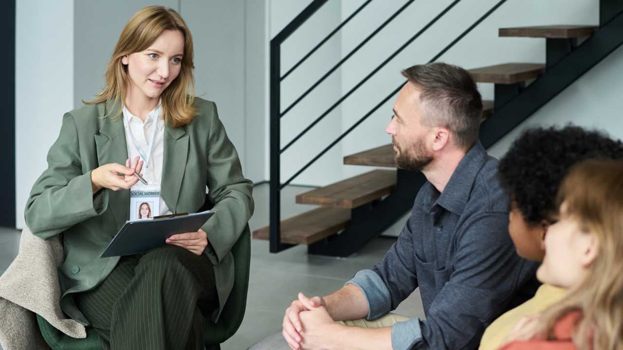 therapist with family